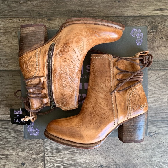 🆕 BED STU | Linda Hand-Tooled Tan Leather Boots - Picture 3 of 5